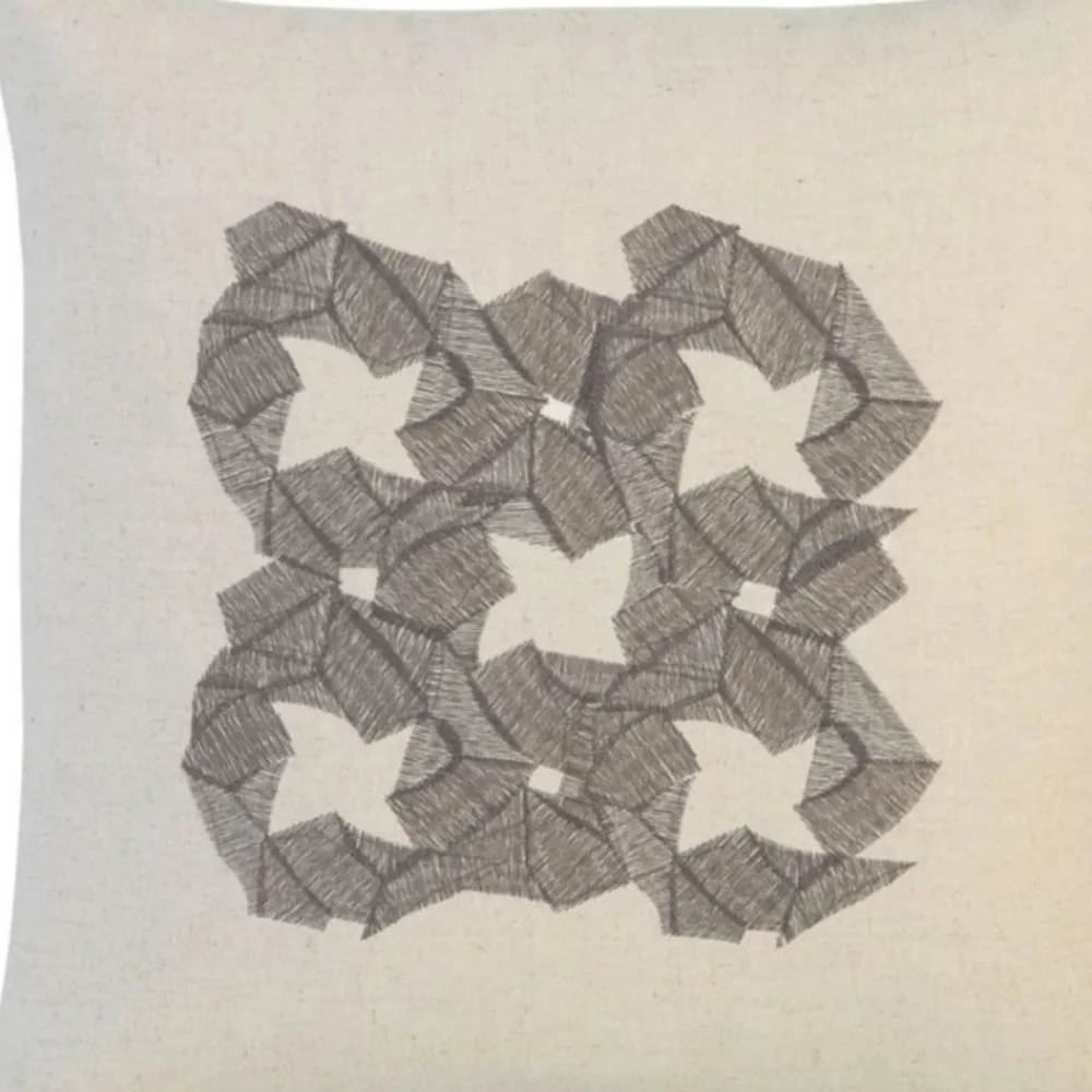 2 pillow cover Crate & barrel Zen Flower 16x16 gray embroidered
